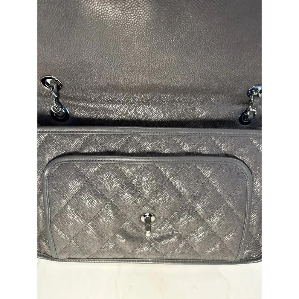 Chanel French Riviera Flap Bag in Dark Grey Caviar